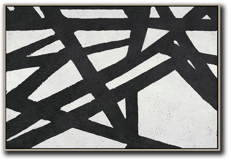 Colorful Wall Art,Oversized Horizontal Minimal Art On Canvas - Hand Paint Abstract Painting